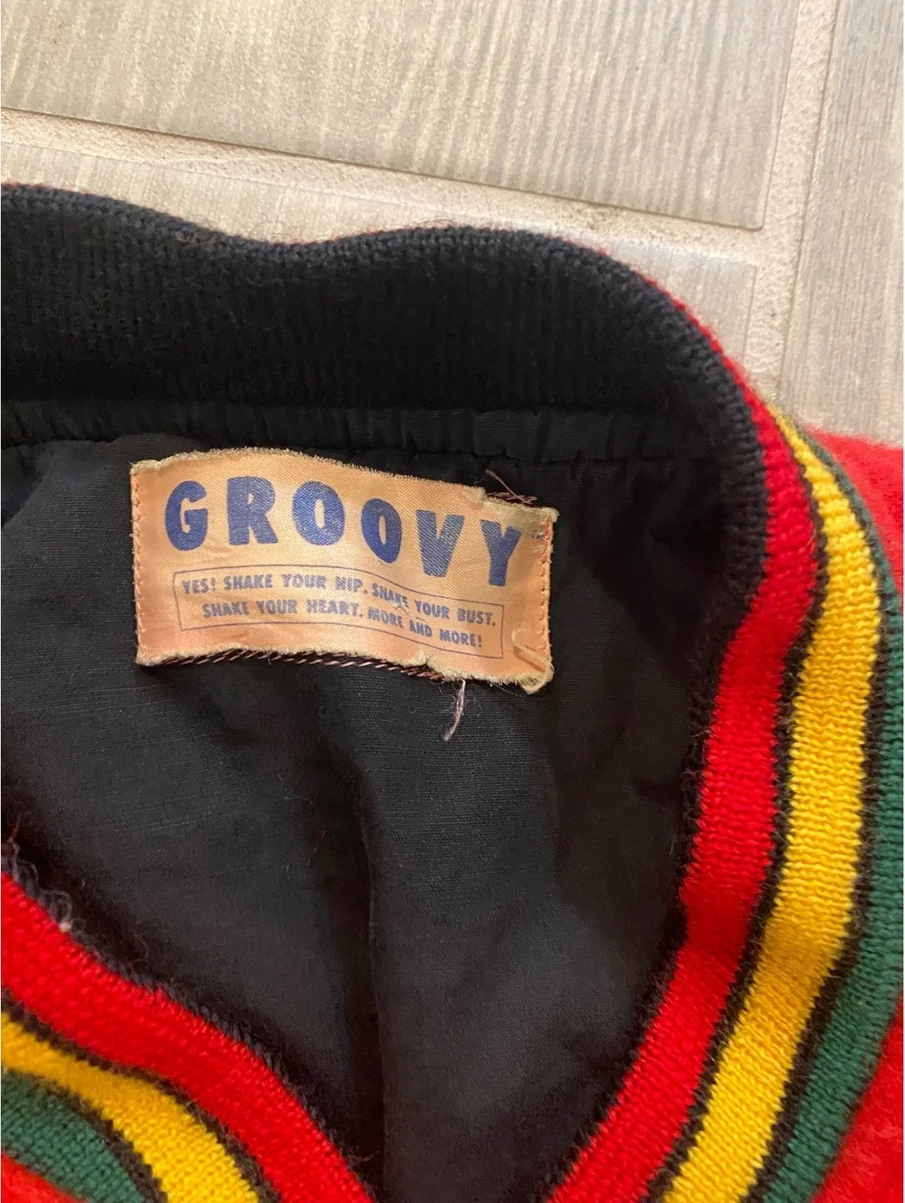 Vintage Groovy D.D Collection Red and Tan Varsity Jacket